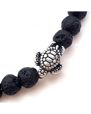 Bracelet lave volcan Sicile motif tortue  bijoux fantaisies