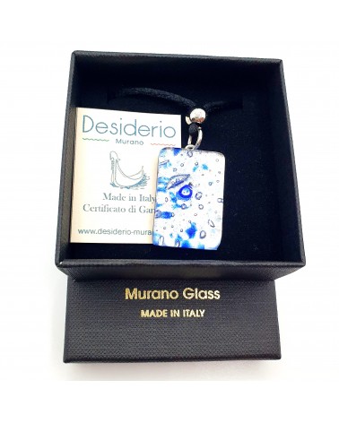 Pendentif rectangle en verre de Murano made in Italie