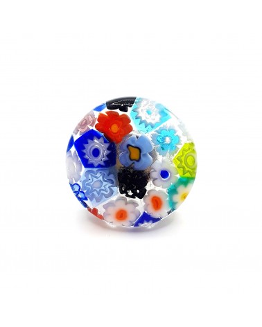 Bague ronde verre Murano murrine fleurs bijoux fantaisies