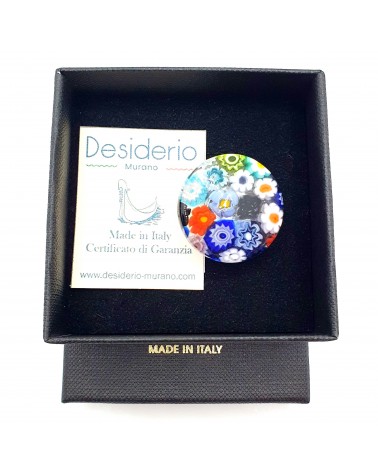 Bague ronde verre Murano murrine fleurs bijoux fantaisies