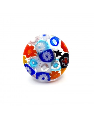 Bague ronde verre Murano murrine fleurs bijoux fantaisies