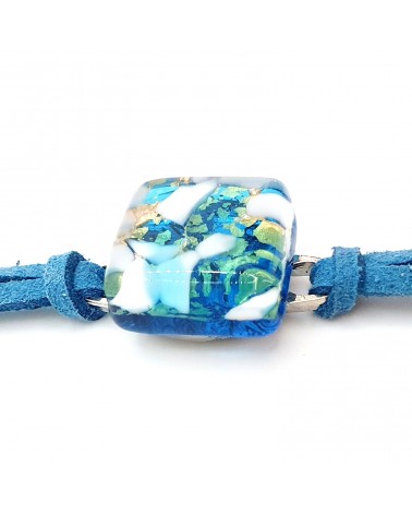 Bracelet en cuir et verre de Murano bijoux fantaisies fait à la main Bijoux Muran