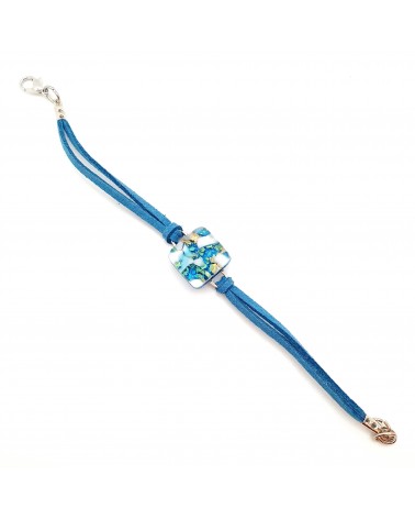 Bracelet en cuir et verre de Murano bijoux fantaisies fait à la main Bijoux Muran