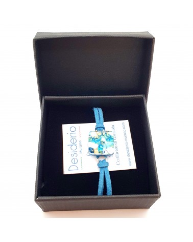 Bracelet en cuir et verre de Murano bijoux fantaisies fait à la main Bijoux Muran