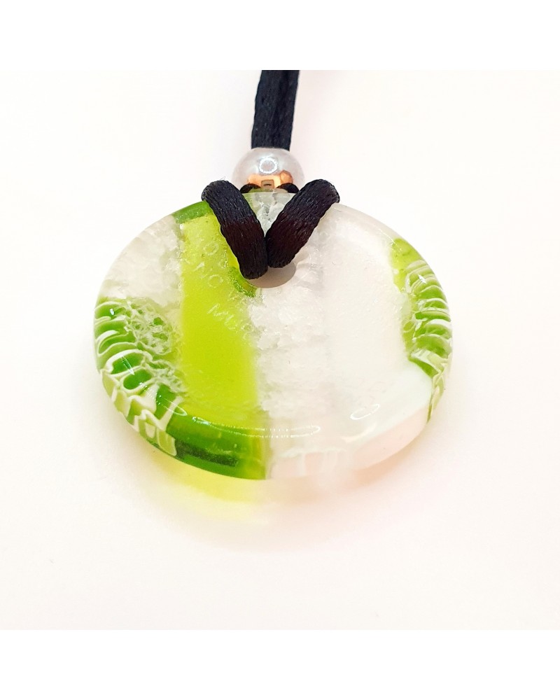 Pendentif Rond Doré Verre Murano Vintage – Fabriqué En Italie