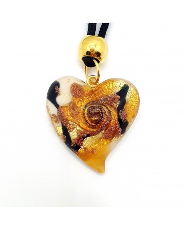 Pendentif cœur vortex en verre de Murano bijoux fantaisies fait à la main