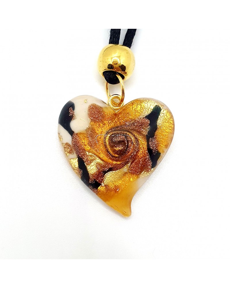 Pendentif cœur vortex en verre de Murano bijoux fantaisies fait à la main