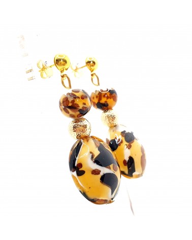 Boucles d'oreilles Vittoria marron bijoux fantaisies verre de Murano créateurs italiens