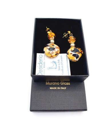 Boucles d'oreilles Vittoria marron bijoux fantaisies verre de Murano créateurs italiens