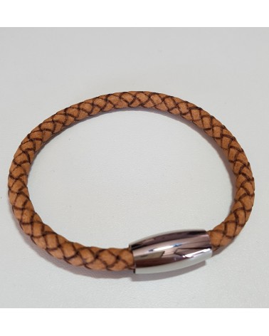 Bracelet en cuir tressé de couleur marron bijoux italiens