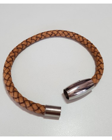 Bracelet en cuir tressé de couleur marron bijoux italiens