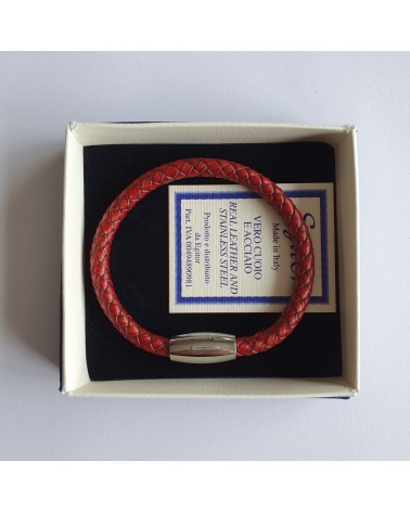 Bracelet Cuir Tressé Rouge bijoux fantaisies made in Italy