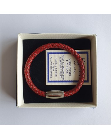 Bracelet Cuir Tressé Rouge bijoux fantaisies made in Italy