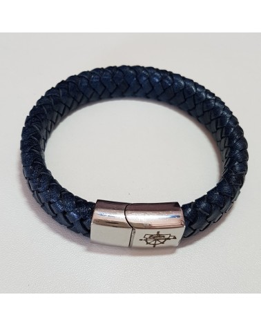 Bracelet tressé en cuir bleu bijoux fantaisies