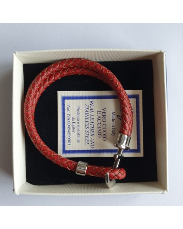 Bracelet ancre de marine en cuir rouge bijoux fantaisies