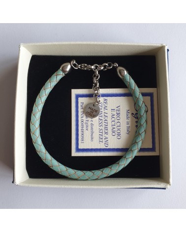 Bracelet en cuir tressé turquoise bijoux fantaisies