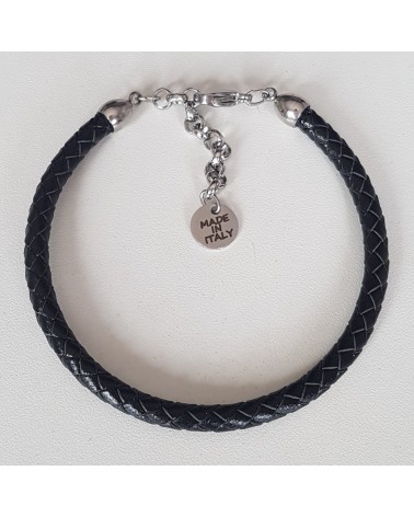 Bracelet en cuir tressé noir bijoux fantaisies