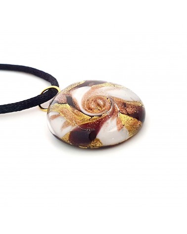 Pendentif Sally rond bombé vortex bijoux fantaisies fait à la main verre de Murano