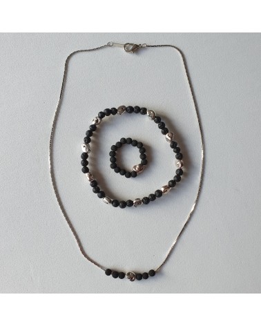 Parure en Zamak et lave de volcan de Sicile bijoux italiens