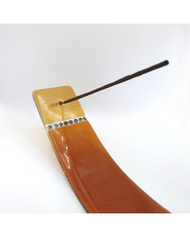 Porte encens horizontal en verre de Murano marron objets fait à la main