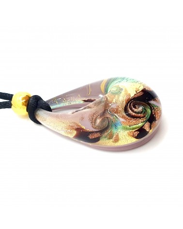 Grand pendentif goutte en verre de Murano bijoux fantaisies made in Italie