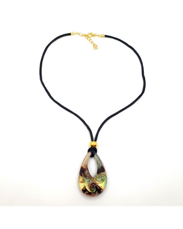 Grand pendentif goutte en verre de Murano bijoux fantaisies made in Italie