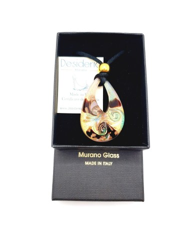 Grand pendentif goutte en verre de Murano bijoux fantaisies made in Italie