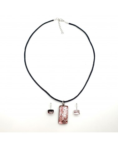 Petite parure rectangle en verre de Murano bijoux fantaisies fait à la main