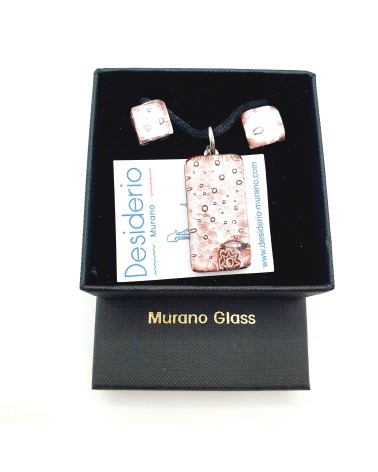 Petite parure rectangle en verre de Murano bijoux fantaisies fait à la main