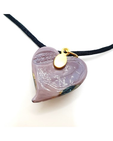 Pendentif cœur vortex en verre de Murano bijoux fantaisies fait à la main