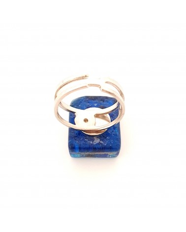 Bague rectangle en verre de Murano et murrine bijoux fantaisies artisans italiens