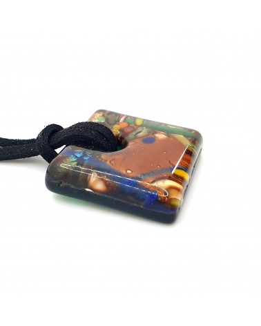 Petit pendentif carré en verre de Murano made in Italy
