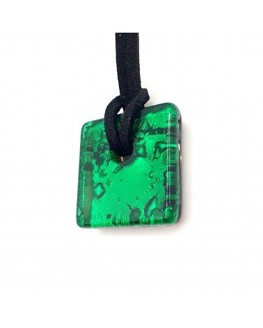 Petit pendentif carré en verre de Murano made in Italy