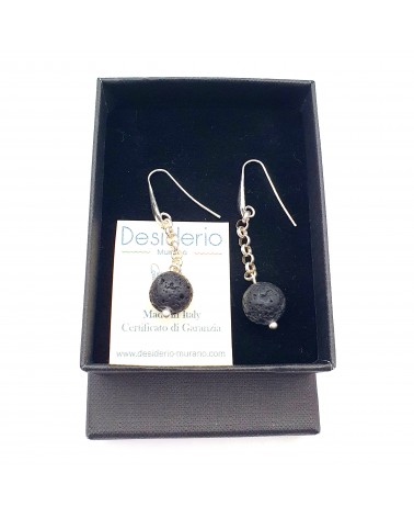 boucles d'oreilles lave volcan Sicile made in Italie