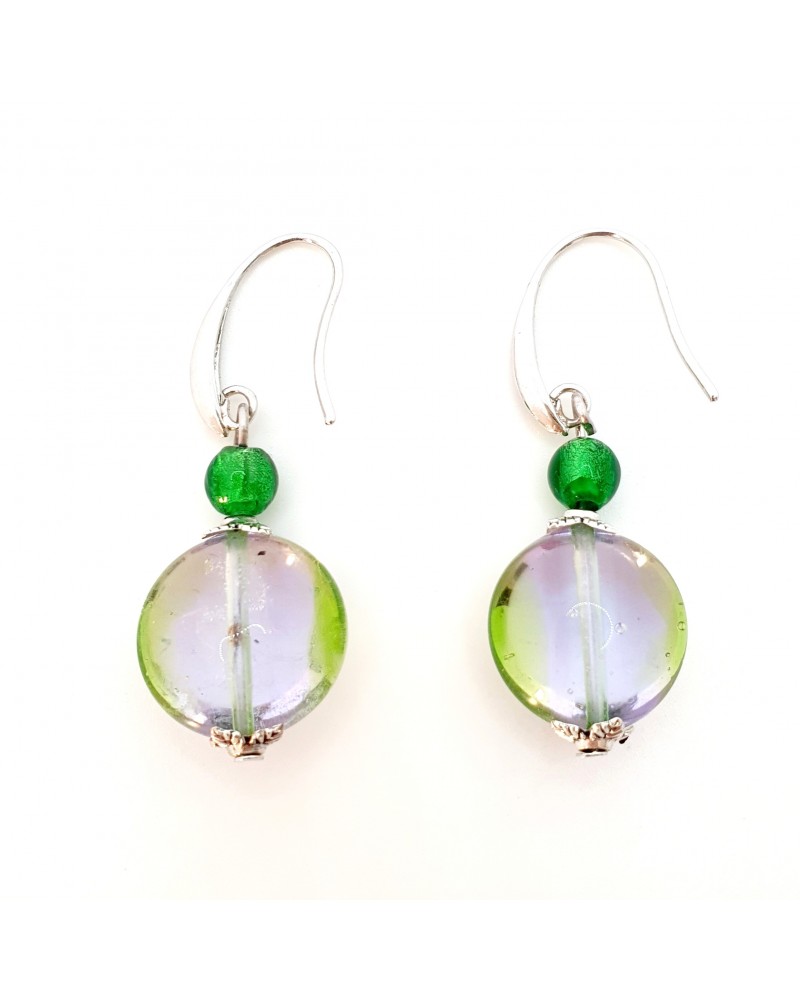 boucles d'oreilles Acqua-bella en verre de Murano  artisans italiens fait à la main