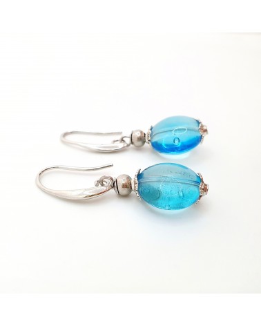 boucles d'oreilles Acqua-bella en verre de Murano  artisans italiens fait à la main