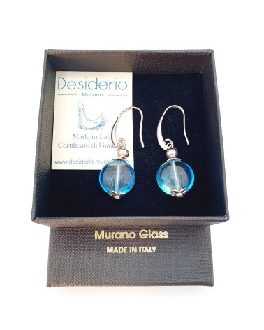 boucles d'oreilles Acqua-bella en verre de Murano  artisans italiens fait à la main