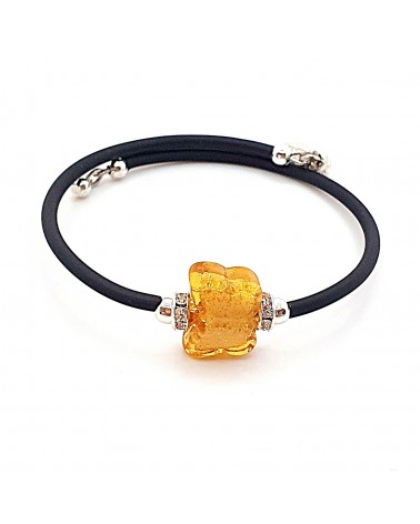 Bracelet Farfalla en verre de Murano marron bijoux Murano made in Italie