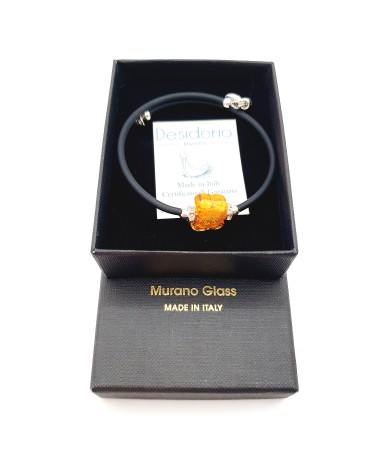 Bracelet Farfalla en verre de Murano marron bijoux Murano made in Italie