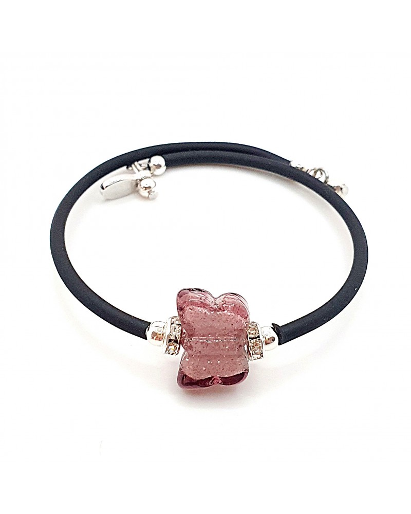 Bracelet Farfalla en verre de Murano marron bijoux Murano made in Italie
