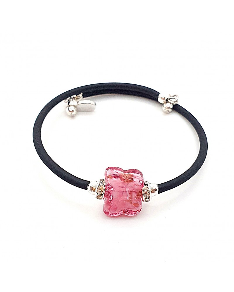 Bracelet Farfalla en verre de Murano marron bijoux Murano made in Italie