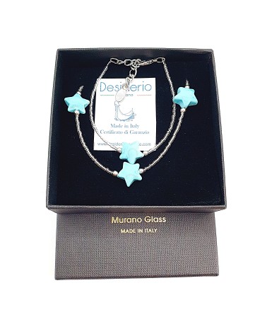 Parure Stella en verre de Murano  artisans italiens fait à la main
