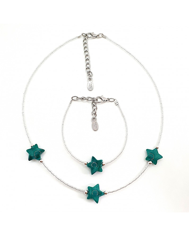 Parure Stella en verre de Murano  artisans italiens fait à la main