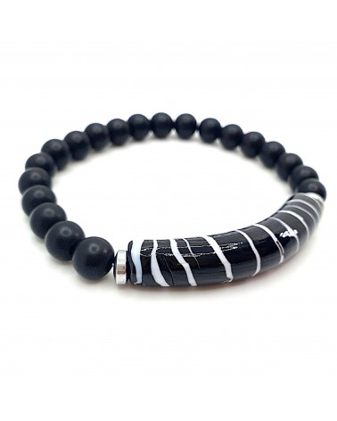 Bracelet Pierres Naturelles et verre de Murano Gris bijoux fantaisies made in Italie