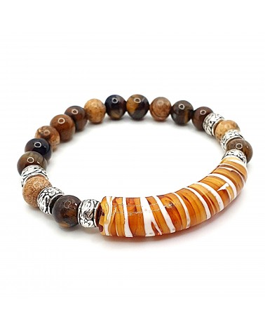 Bracelet Pierres Naturelles et verre de Murano Gris bijoux fantaisies made in Italie