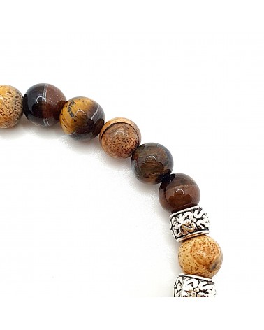 Bracelet Pierres Naturelles et verre de Murano Gris bijoux fantaisies made in Italie