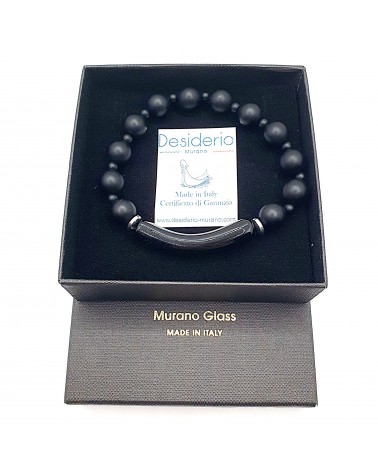 Bracelet Pierres Naturelles et verre de Murano Gris bijoux fantaisies made in Italie