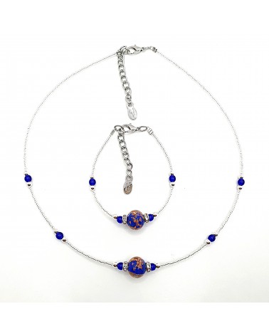 Parure perle centrale en verre de Murano  artisans italiens fait à la main