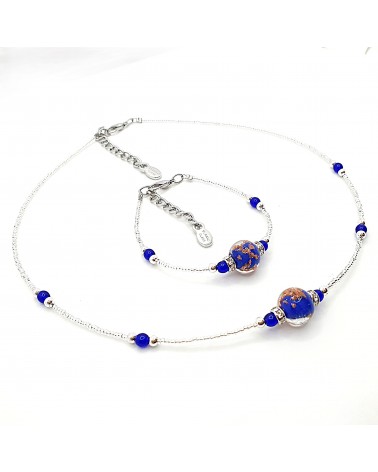 Parure perle centrale en verre de Murano  artisans italiens fait à la main