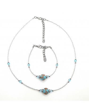 Parure perle centrale en verre de Murano  artisans italiens fait à la main